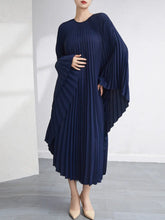 HEYFANCYSTYLE Women's Flowy Kaftan Japanese Pleated Midi Dress Elegant